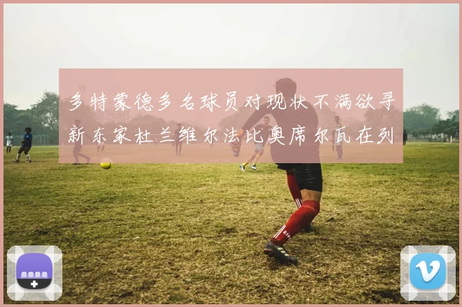 多特蒙德多名球员对现状不满欲寻新东家杜兰维尔法比奥席尔瓦在列